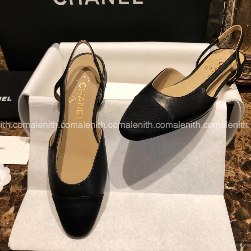 Black Lambskin with Satin 2cm Slingback